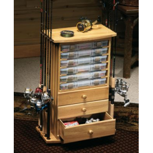 Cabela's Cabelas 10-Rod/3-Drawer Rack with Utility Storage - Oak