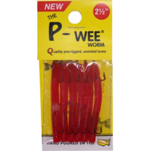 IKE-CON Rigged 2-1/2 P-Wee Trout Worms 6-Packs - Red