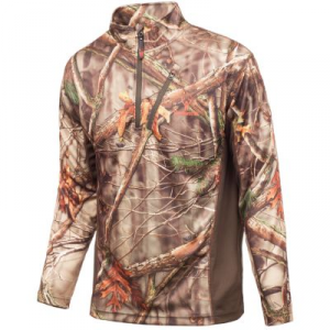 Huntsworth Men's Bird's-Eye-Mesh 1/4-Zip Shirt - Oak Tree Evo (LARGE)