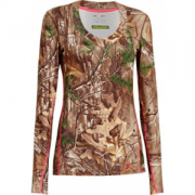 Under Armour Women's ColdGear Infrared Scent Control Evo V-Neck Long-Sleeve Shirt - Realtree Xtra 'Camouflage' (LARGE)