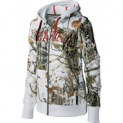 Cabela's Women's Camo Campfire Berber Hoodie - Zonz Woodlands Snow 'White Camouflage' (LARGE)