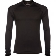 WoolPro Men's Skylark V-Neck Long-Sleeve Shirt - Black (SMALL)