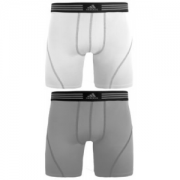 adidas Men's Athletic Stretch Two-Pack Boxer Brief - White/Aluminum (XL)