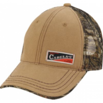 Cabela's Men's Camo Mesh Back/Tan Logo Cap - Mossy Oak Country (ONE SIZE FITS MOST)