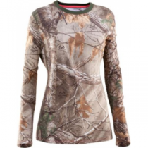 Under Armour Women's Camo Charged Cotton Long-Sleeve Tee-Shirt - Xtra/Rifle Green (LARGE)