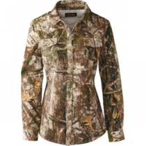 Cabela's Women's ColorPhase Seven-Button Long-Sleeve Shirt with 4MOST Adapt - Zonz Woodlands 'Camouflage' (LARGE)