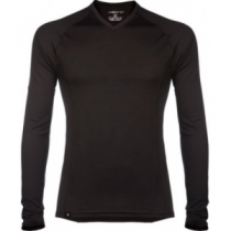 WoolPro Men's Skylark V-Neck Long-Sleeve Shirt - Black (SMALL)